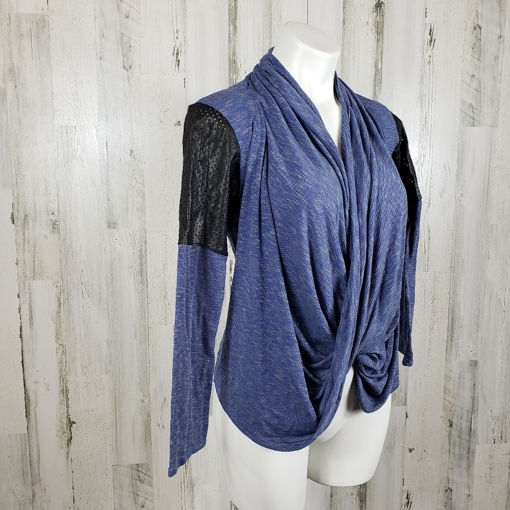 Astars faux leather sleeves wrap top size XS